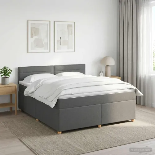 Boxspring krevet s madracem Tamnosiva 140 x 190 cm Tkanina - Tamnosiva 140 x 190 cm Dizajn linija Cijena