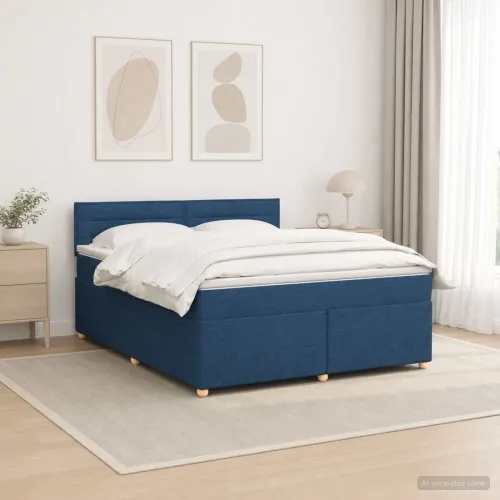 Boxspring krevet s madracem Plava 140 x 190 cm Tkanina - Plava 140 x 190 cm Dizajn linija Cijena