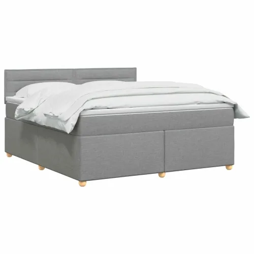 Boxspring krevet s madracem Svjetlosiva 160 x 200 cm Tkanina - Svjetlosiva 160 x 200 cm Dizajn linija Cijena
