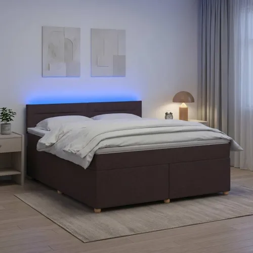 Boxspring krevet s madracem Tamno smeđa 160 x 200 cm Tkanina - Tamno smeđa 160 x 200 cm Dizajn linija Cijena