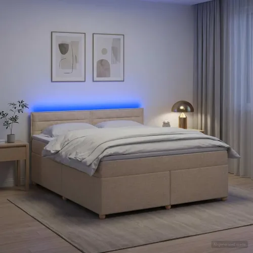 Boxspring krevet s madracem Krem 160 x 200 cm Tkanina - Krem 160 x 200 cm Dizajn linija Cijena