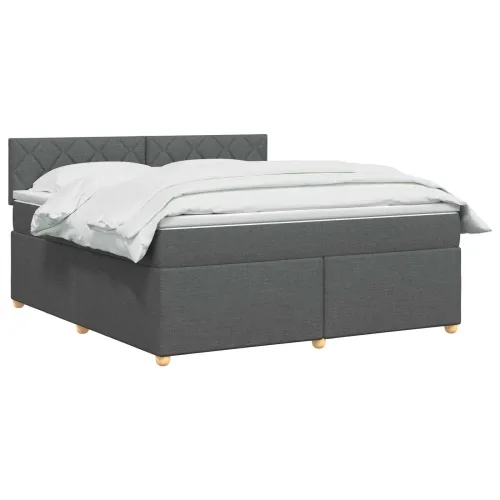 Boxspring krevet s madracem Tamnosiva 160 x 200 cm Tkanina - Tamnosiva 160 x 200 cm Dizajn s rombovima Cijena
