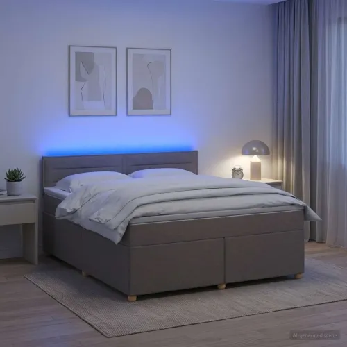 Boxspring krevet s madracem Sivosmeđa 180 x 200 cm Tkanina - Sivosmeđa 180 x 200 cm Dizajn linija Cijena
