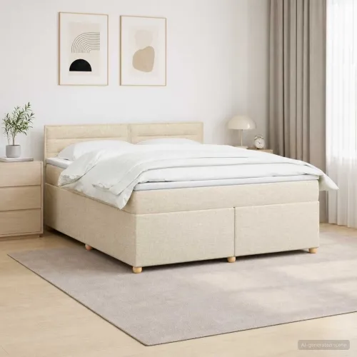 Boxspring krevet s madracem Krem 180 x 200 cm Tkanina - Krem 180 x 200 cm Dizajn linija Cijena