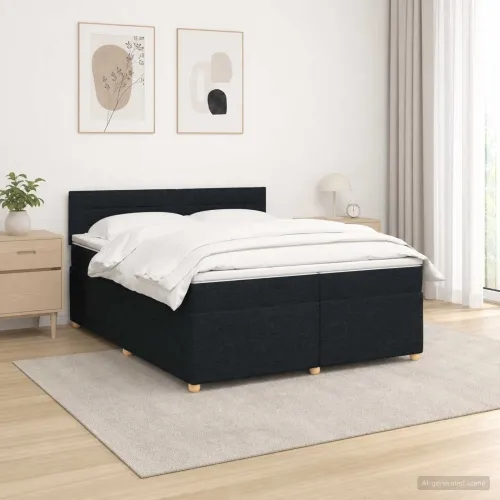 Boxspring krevet s madracem Crna 200 x 200 cm Tkanina - Crna 200 x 200 cm Dizajn linija Cijena