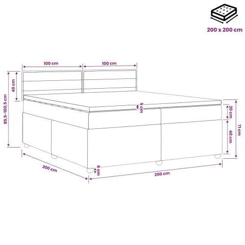 Boxspring krevet s madracem Crna 200 x 200 cm Tkanina - Crna 200 x 200 cm Dizajn linija Cijena