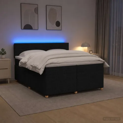 Boxspring krevet s madracem Crna 200 x 200 cm Tkanina - Crna 200 x 200 cm Dizajn linija Cijena