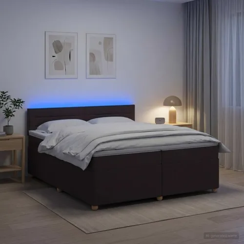Boxspring krevet s madracem Tamno smeđa 200 x 200 cm Tkanina - Tamno smeđa 200 x 200 cm Dizajn linija Cijena