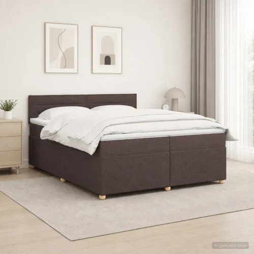Boxspring krevet s madracem Tamno smeđa 200 x 200 cm Tkanina - Tamno smeđa 200 x 200 cm Dizajn linija Cijena