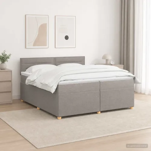 Boxspring krevet s madracem Sivosmeđa 200 x 200 cm Tkanina - Sivosmeđa 200 x 200 cm Dizajn linija Cijena