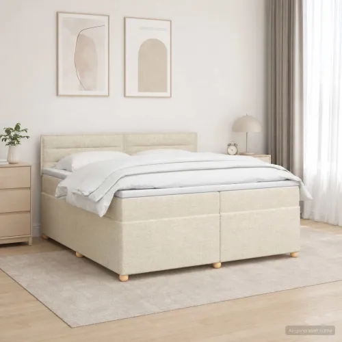 Boxspring krevet s madracem Krem 200 x 200 cm Tkanina - Krem 200 x 200 cm Dizajn linija Cijena