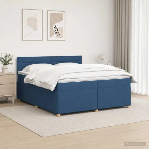 Boxspring krevet s madracem Plava 200 x 200 cm Tkanina - Plava 200 x 200 cm Dizajn linija Cijena