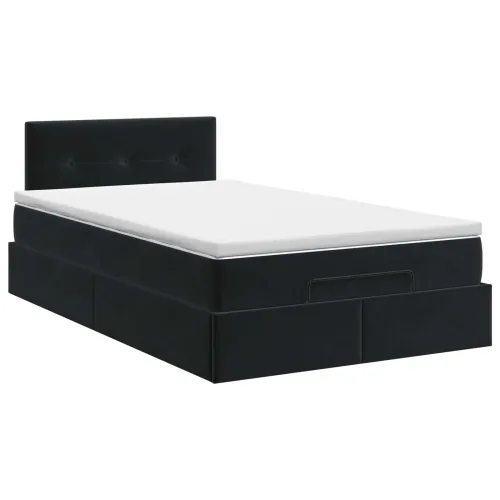 Podesivi krevet s madracem Crna 120 x 200 cm Baršun - Crna 120 x 200 cm Prošiveno gumbima Cijena