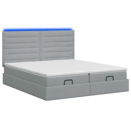Krevet od pjene s madracem i LED-om Svjetlosiva 200 x 200 cm - Svjetlosiva 200 x 200 cm Dizajn linija Cijena