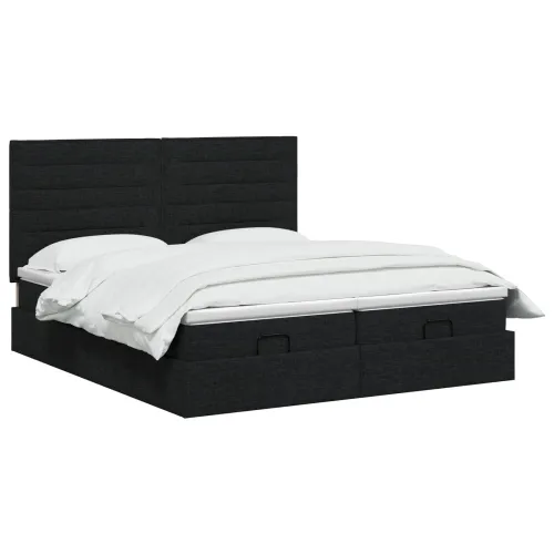 Krevet od pjene s madracem i LED-om Crna 200 x 200 cm Tkanina - Crna 200 x 200 cm Dizajn linija Cijena