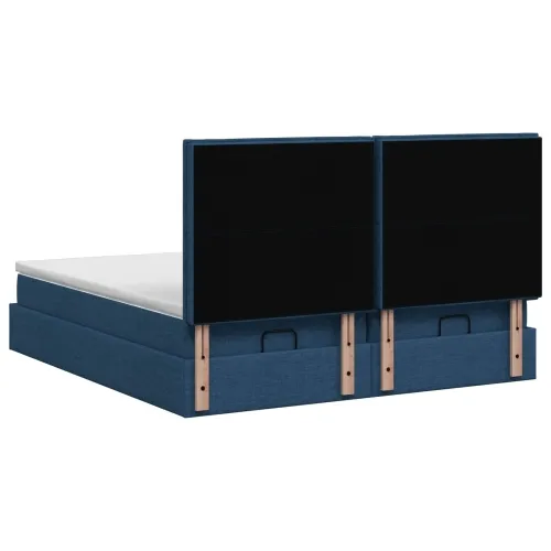 Krevet od pjene s madracem i LED-om Plava 200 x 200 cm Tkanina - Plava 200 x 200 cm Dizajn linija Cijena