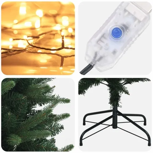 Umjetno božićno drvce s nogom 150 cm 150 LED lampica - 150 cm s LED svjetlima Zelena Cijena