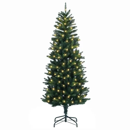 Umjetno božićno drvce s nogom 150 cm 150 LED lampica - 150 cm s LED svjetlima Zelena Cijena
