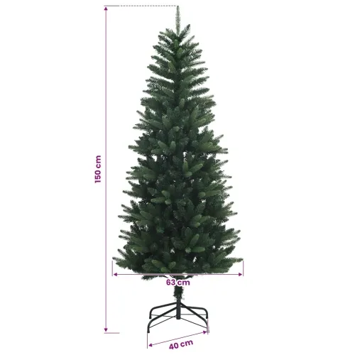Umjetno božićno drvce s kuglicama 150 cm 150 LED lampica - 150 cm s LED-ima i crvenim lopticama Zelena Cijena
