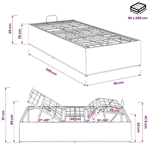 Električni podesivi okvir kreveta Crna 200 x 90 x 33,5 cm Čelik - Crna 90 x 200 cm Cijena