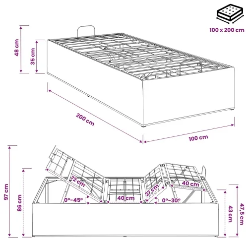 Električni podesivi okvir kreveta Krem 200 x 100 x 33,5 cm - Krem 100 x 200 cm Cijena