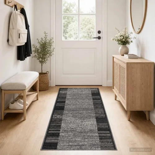 Trkački tepih FLORNES Tkani Siva PP 7 mm - Sive pruge 80 x 200 cm Cijena