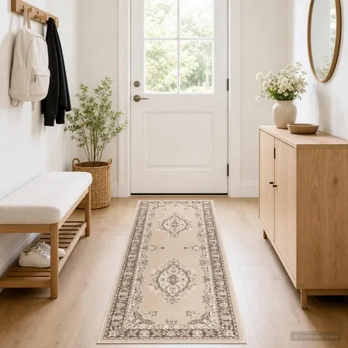 Trkački tepih FLORNES Tkani Ekr PP 7 mm - Ecru uzorak 67 x 250 cm Cijena
