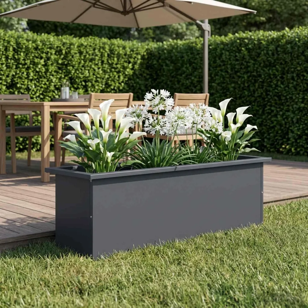 Vrtna posuda za sadnju s LED svjetlom Antracit 30 x 100 x 30 cm - Antracit 30 x 100 x 30 cm 1