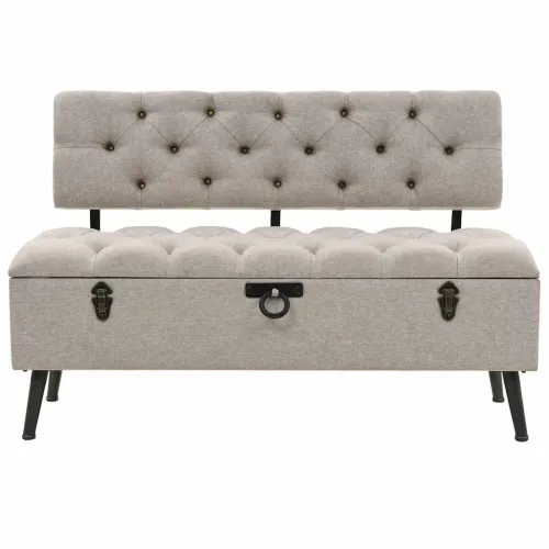 Klupa za pohranu s naslonom 110 cm Krem Tkanina - Krem Cijena
