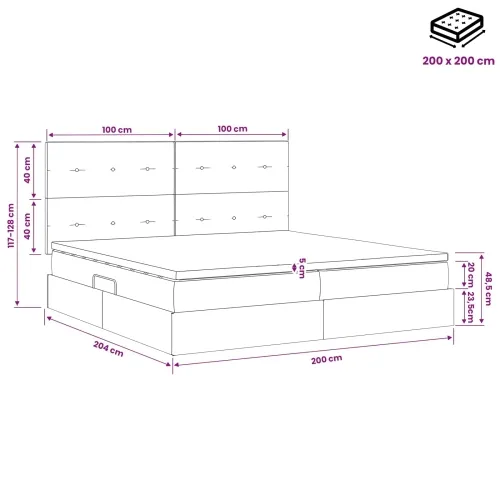 Krevet s madracem i skladištem Ružičasta 200 x 200 cm Baršun - Ružičasta 200 x 200 cm Prošiveno gumbima Cijena