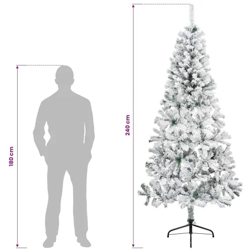Umjetno božićno drvce 240 cm PVC i čelik Zelena i bijela - Zelena i bijela 240 cm Cijena