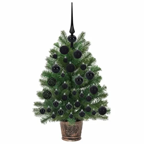 Umjetno božićno drvce s 150 LED svjetlima Zelena 75 cm PE i PVC - 75 cm s LED-ima i crnim kuglicama Cijena