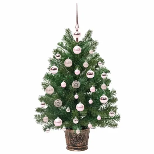 Umjetno božićno drvce s 150 LED svjetlima Zelena 75 cm PE i PVC - 75 cm s LED-ima i ružičastim kuglicama Cijena