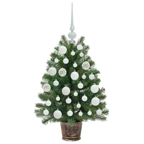 Umjetno božićno drvce s 150 LED svjetlima Zelena 75 cm PE i PVC - 75 cm s LED-icama i bijelim kuglicama Cijena