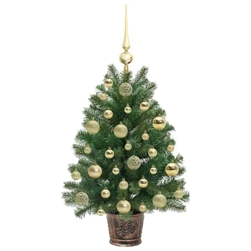 Umjetno božićno drvce s 150 LED svjetlima Zelena 75 cm PE i PVC - 75 cm s LED-ima i zlatnim kuglicama Cijena