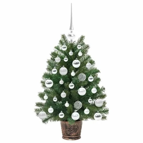 Umjetno božićno drvce s 150 LED svjetlima Zelena 75 cm PE i PVC - 75 cm s LED-ima i srebrnim kuglicama Cijena