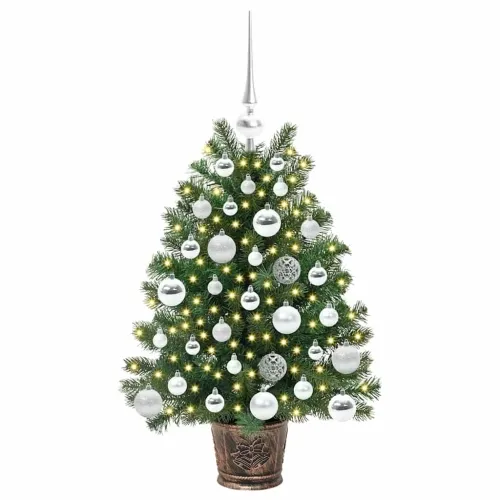 Umjetno božićno drvce s 150 LED svjetlima Zelena 75 cm PE i PVC - 75 cm s LED-ima i srebrnim kuglicama Cijena