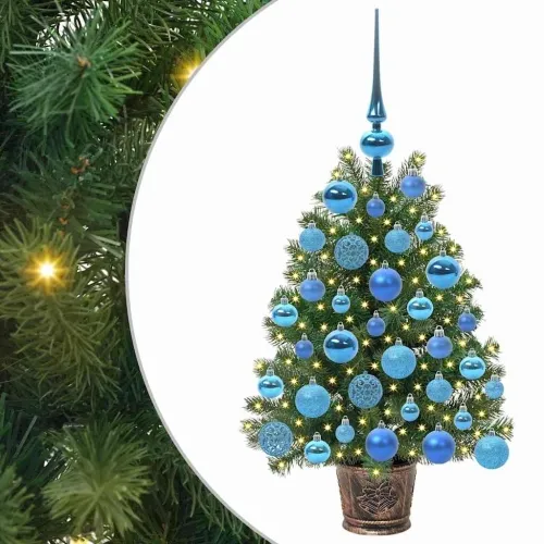 Umjetno božićno drvce Zelena 75 cm PE i PVC - 75 cm s LED-ima i plavim kuglicama Cijena