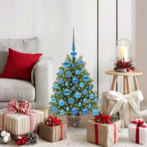 Umjetno božićno drvce Zelena 75 cm PE i PVC - 75 cm s LED-ima i plavim kuglicama Cijena