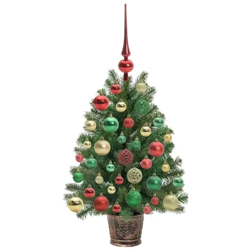 Umjetno božićno drvce s 150 LED svjetlima Zelena 75 cm PE i PVC - 75 cm s LED-ima i šarenim kuglicama Cijena