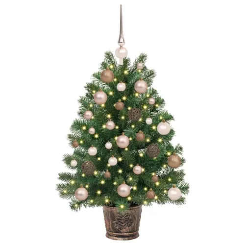 Umjetno božićno drvce s 150 LED svjetlima Zelena 95 cm PE i PVC - 95 cm s LED-ima i ružičastim zlatnim kuglicama Cijena