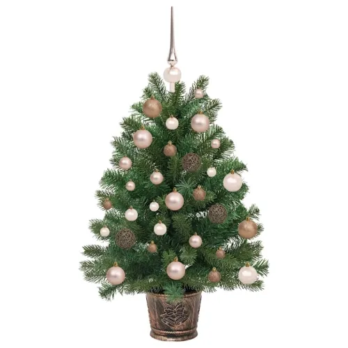 Umjetno božićno drvce s 150 LED svjetlima Zelena 95 cm PE i PVC - 95 cm s LED-ima i ružičastim zlatnim kuglicama Cijena