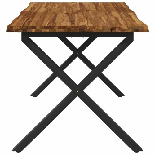 Stol za blagovanje s prirodnim rubom 160 x 70 x 75 cm - Prirodna i crna 160 x 70 x 75 cm Živi rub Cijena
