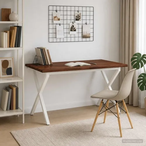 Stol za blagovanje s prirodnim rubom 140 x 80 x 75 cm - tamno smeđe i bijele boje 140 x 80 x 75 cm Živi rub Cijena