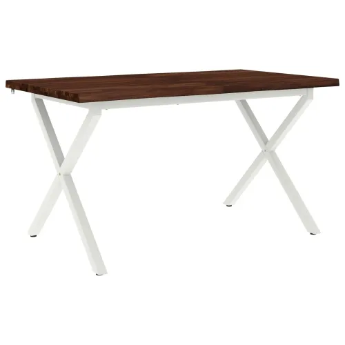 Stol za blagovanje s prirodnim rubom 140 x 80 x 75 cm - tamno smeđe i bijele boje 140 x 80 x 75 cm Živi rub Cijena