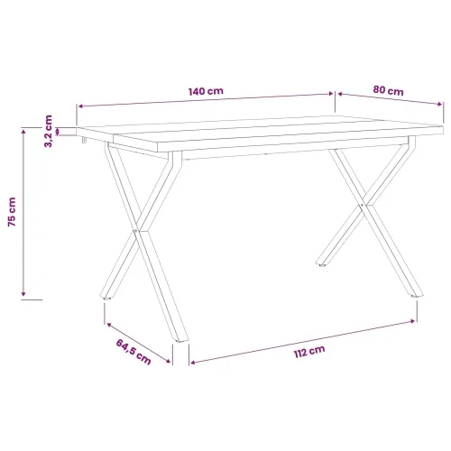 Stol za blagovanje s prirodnim rubom 140 x 80 x 75 cm - tamno smeđe i bijele boje 140 x 80 x 75 cm Živi rub Cijena