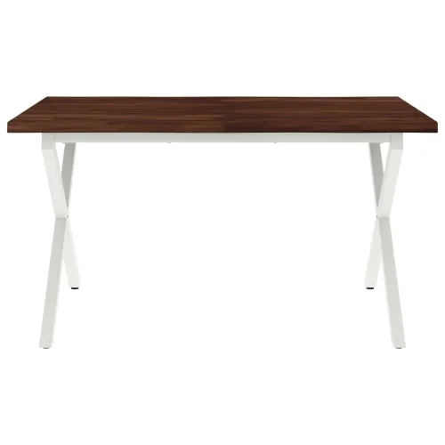 Stol za blagovanje s prirodnim rubom 140 x 80 x 75 cm - tamno smeđe i bijele boje 140 x 80 x 75 cm Živi rub Cijena