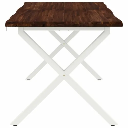 Stol za blagovanje s prirodnim rubom 140 x 80 x 75 cm - tamno smeđe i bijele boje 140 x 80 x 75 cm Živi rub Cijena