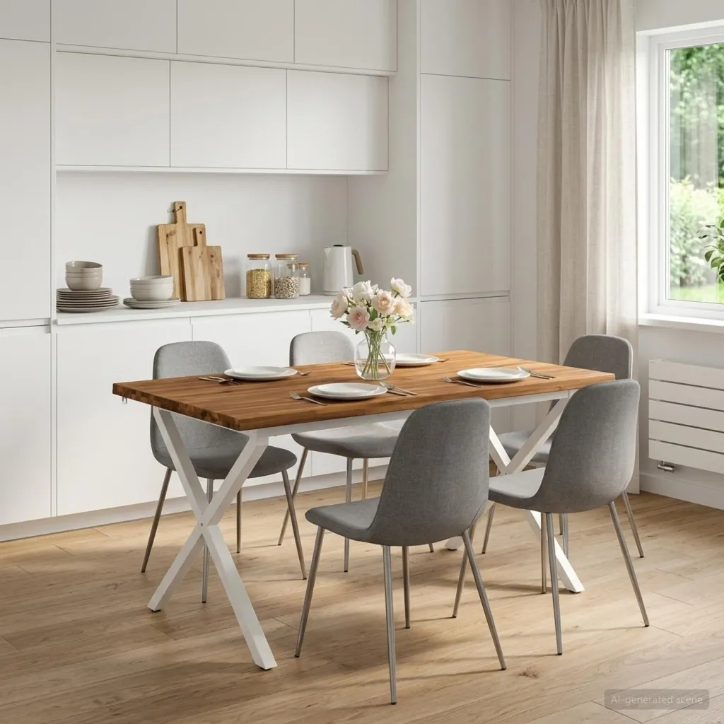 Stol za blagovanje s prirodnim rubom 140 x 80 x 75 cm - Prirodna i bijela 140 x 80 x 75 cm Živi rub