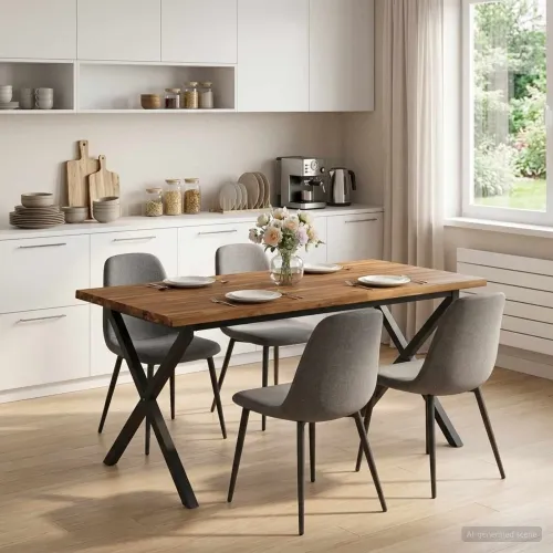 Stol za blagovanje s prirodnim rubom 160 x 80 x 75 cm - Prirodna i crna 160 x 80 x 75 cm Živi rub Cijena